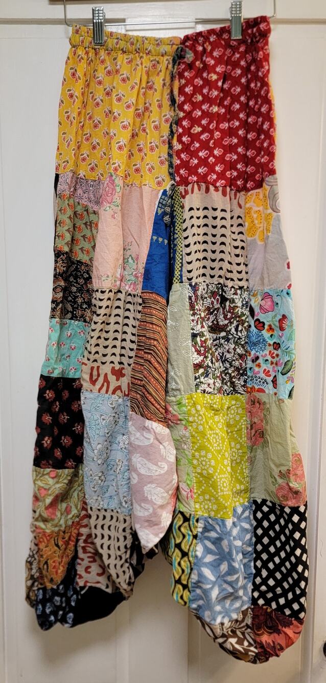 Ashley Taylor Patchwork Cotton Boho Harem Pants - One Size